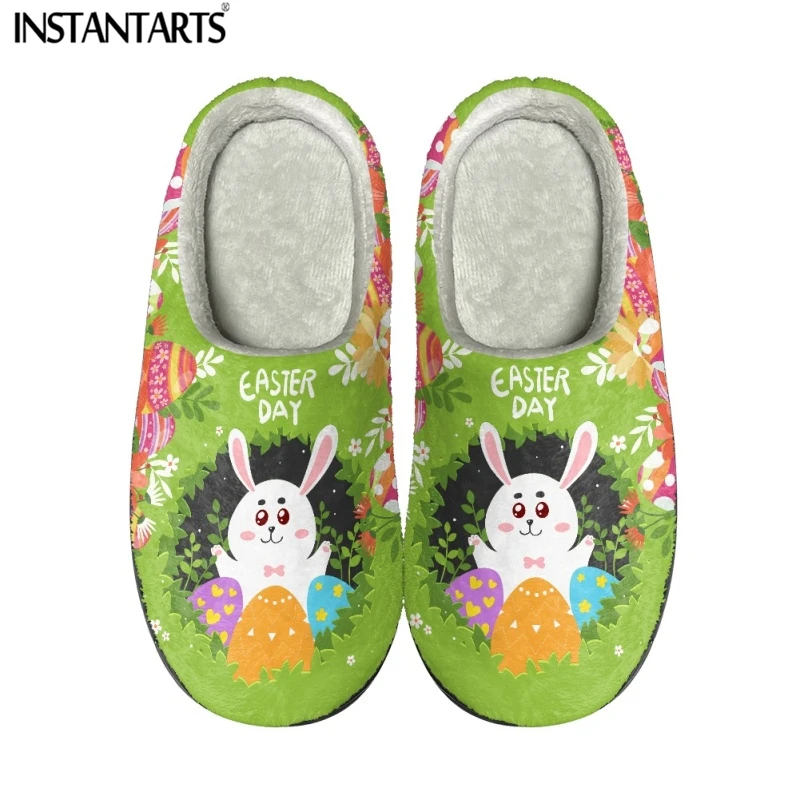 

INSTANTARTS 2023 Winter Warm Indoor Floor Slipper Elk Cute Rabbit Cartoon Pattern Unisex Comfort Slippers Light Cotton Slides