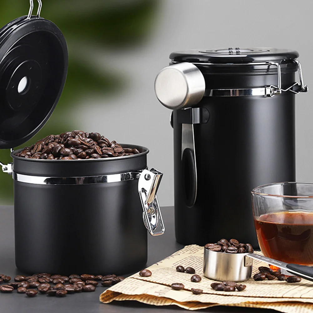 

1.5L/1.8L Stainless Steel Airtight Coffee Container Storage Canister Set Coffee Jar With Scoop For Coffee Beans Tea Organizer