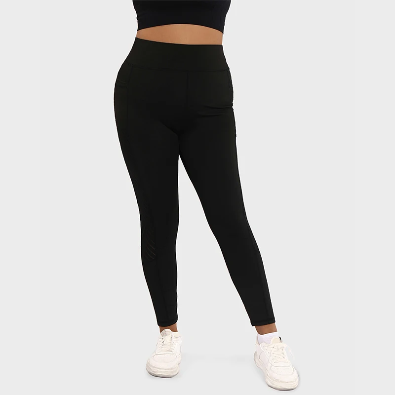 LUOYIYANG Stripe Hollow Plus Size Women's Leggings Push Up Sports Pocket Yoga Pants Gym Fitness Workout Clothing 2023 L-4XL
