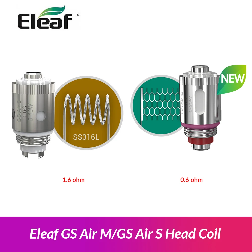 

Original Eleaf GS Air M 0.6ohm/GS Air S 1.6ohm Head coil for Eleaf iTap pod Tance Max kit VS Drag Nano pod vape kit