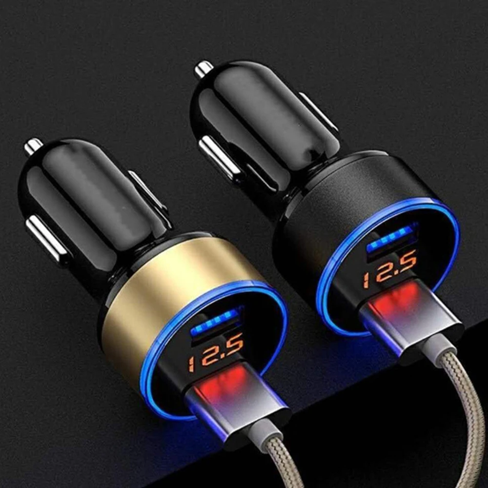 usb qc 3 0 adapter cigarette lighter led voltmeter multi function car charger dual for all types of mobile phones interior parts free global shipping