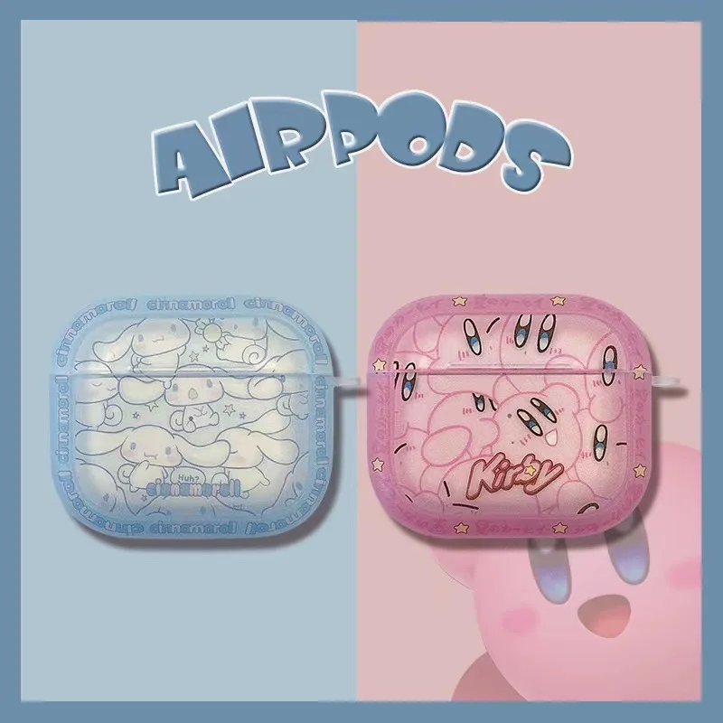 Kawaii Kirby Anime series cute Fashion creative Kirby airpods custodia protettiva per auricolare Bluetooth da una, due e tre generazioni
