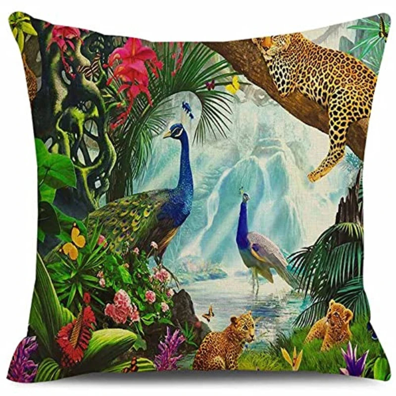 

Льняной пододеяльник с принтом павлина, наволочка для дивана, домашний декор, индивидуальное изготовление для вас, искусственная льняная н...