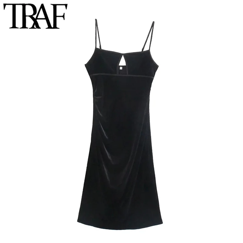 

Женское бархатное платье с открытой спиной, на тонких бретельках