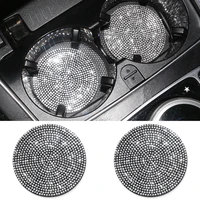 2pcs diamond car water cup coaster cup slot non slip mat silica gel pad cup holder mat bling car accessories for girl women