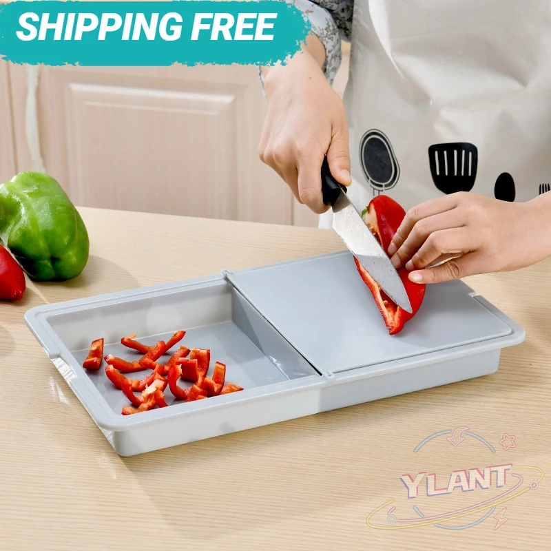 

Многофункциональные Разделочные Блоки с ящиком для хранения, пластиковая разделочная доска, еда, овощи, фрукты