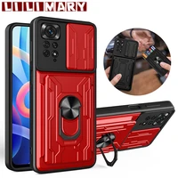 for xiaomi redmi note 11s case magnetic ring armor phone case for redmi note11pro plus card slot bracket stand holder back cover