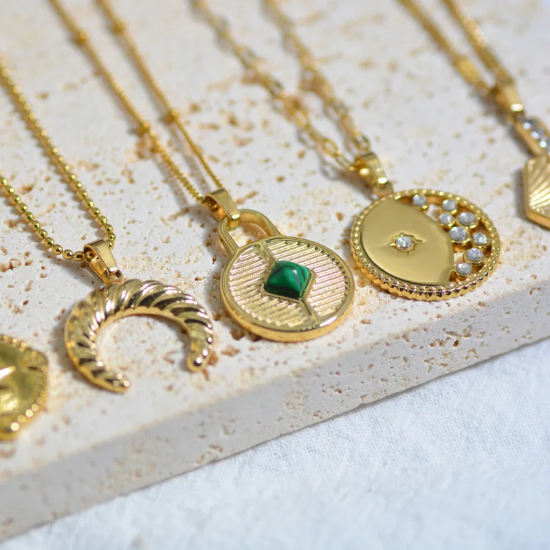 

DIY Pendants Accessories Wholesale Charm Enamel Natural Stones Choker Necklace For Women Stainless Steel Clavicle Chain Jewelry