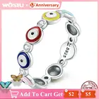 Женское кольцо из серебра 925 пробы, с цветной эмалью