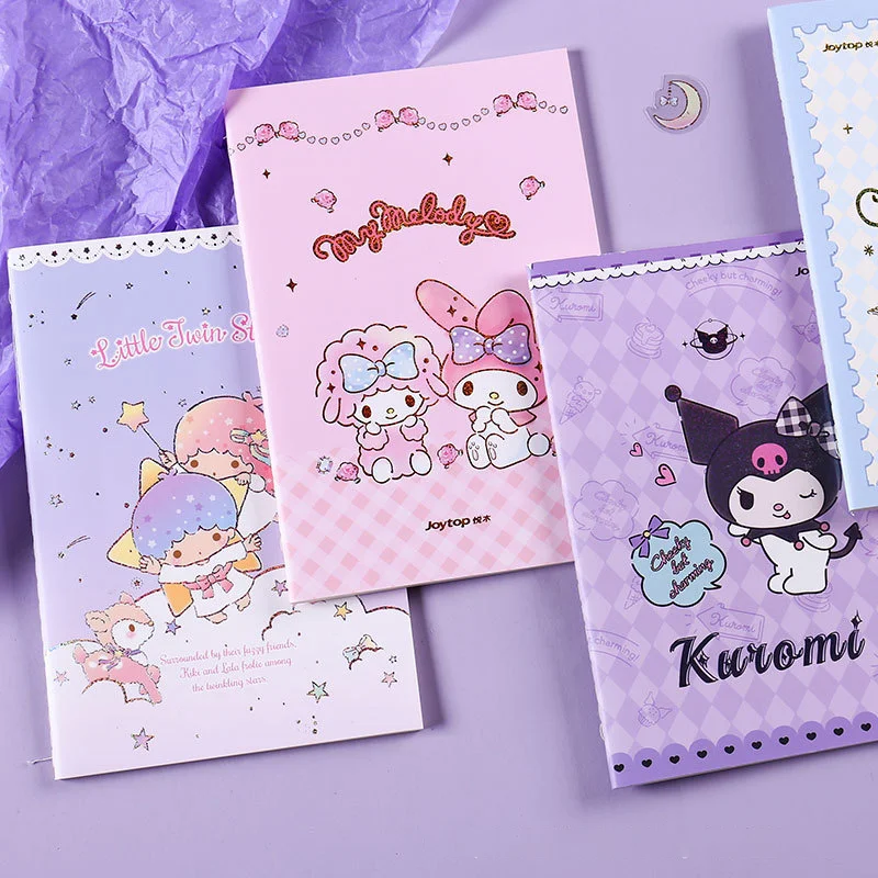 

Оригинальные блокноты Sanrio для записей, 4 шт./комплект, мягкая бумага, канцелярские товары для студентов, планировщик Kuromi Cinnamonroll, оптовая продажа