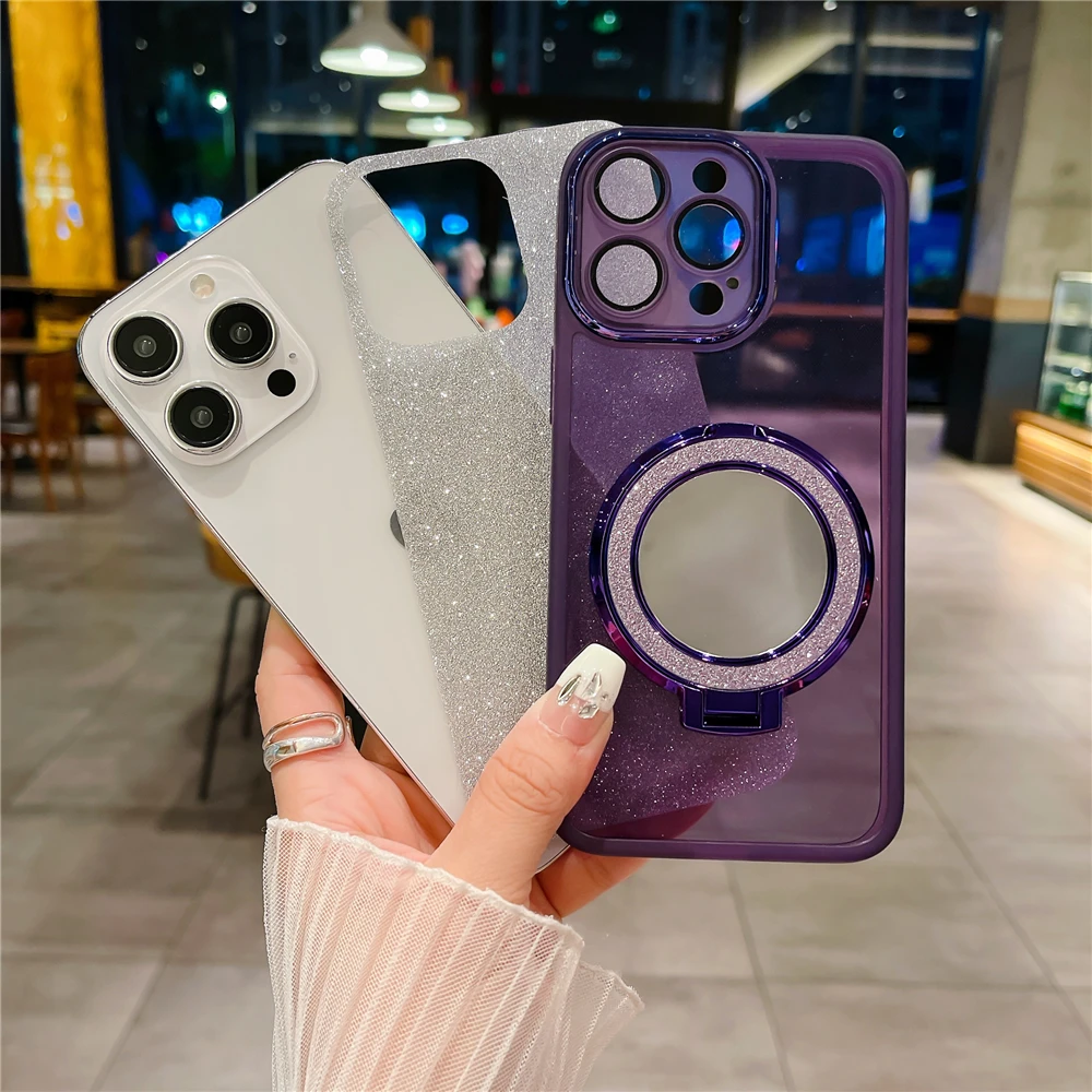 Блестящие чехлы с кронштейном для Xiaomi Redmi Note 13 ProPlus 12 12S 11 11S 9 9S 10 8 Pro Мягкая
