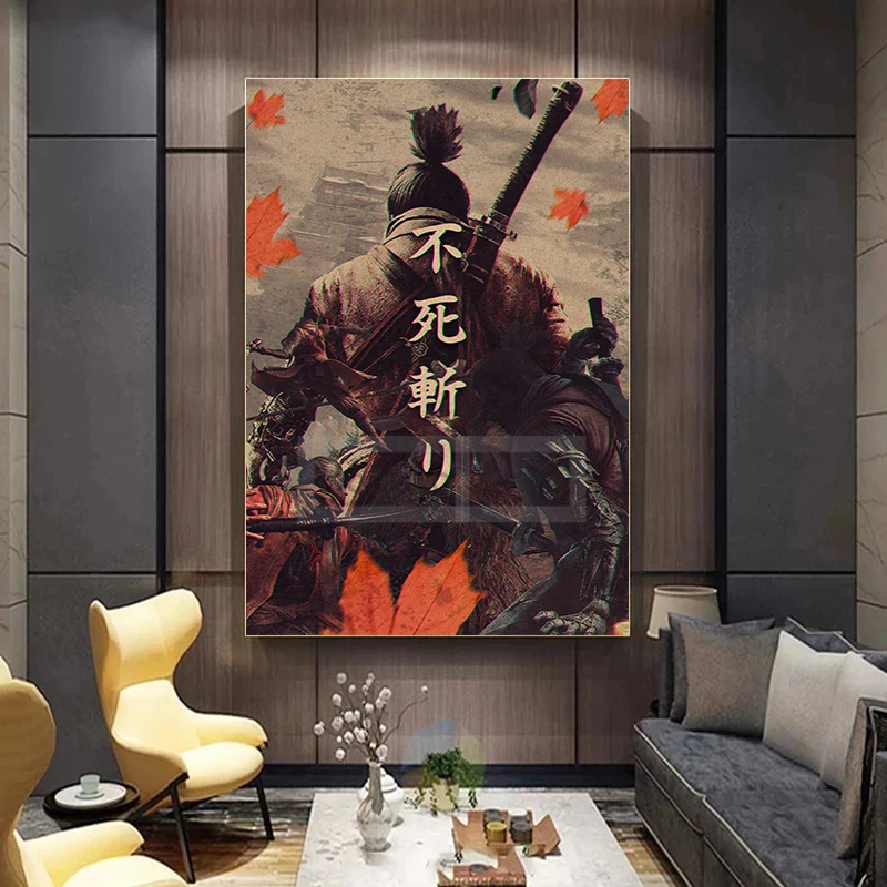 Фото Популярные видеоигры Sekiro Shadows Die Twice постеры японский самурай принты холст живопись настенные художественные фотографии домашний декор комнаты 2 №4