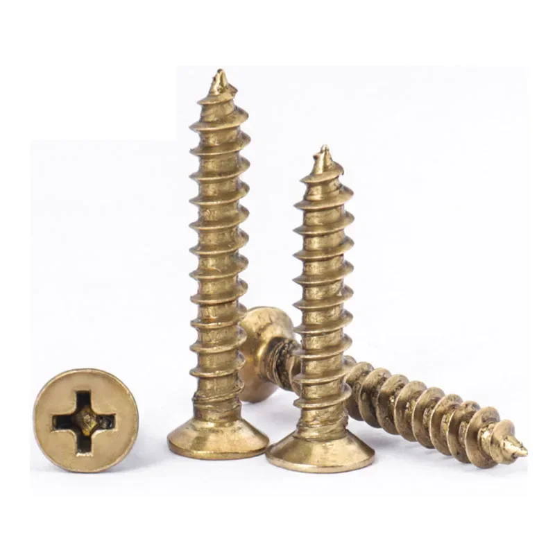 M3 ~ M6 Золотая головка для раковины Phillips плоская самонарезающая резьба латунные