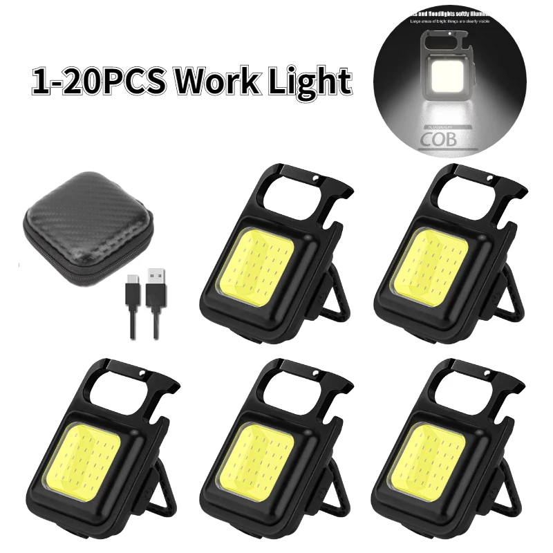 

Портативный карманный светодиодный мини-фонарик, рабочий светильник с брелоком и зарядкой от USB, штопор, уличный фонарь для кемпинга и работ...