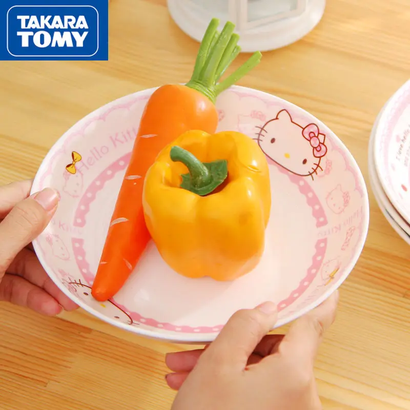 

TAKARA TOMY милый мультяшный Hello Kitty керамическая тарелка креативная кухонная посуда 8 дюймов глубокая тарелка для фруктов тарелка для супа