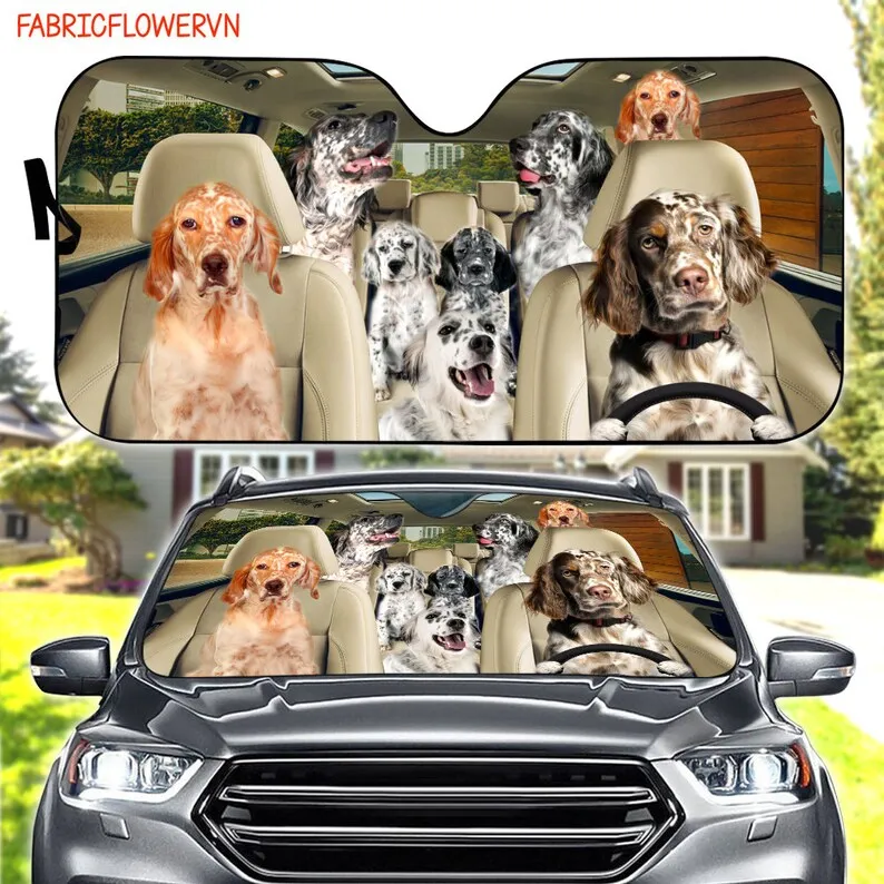 

English Setter Car Sunshade, English Setter Car Decoration, Dog Windshield, Dog Lovers Gift, Dog Car Sunshade, Gift For Mom, Gif