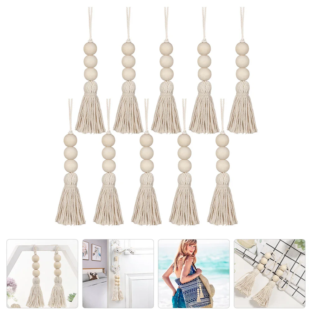 

Decor Beads Wood Tassel Garland Hanging Bead Ornaments Farmhouse Wall Rustic Knob Door Pendants Coffee Table Naturaldecorative