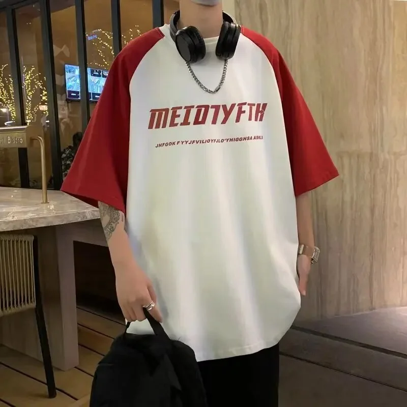 Летняя футболка с надписью мужская в американском стиле коротким рукавом