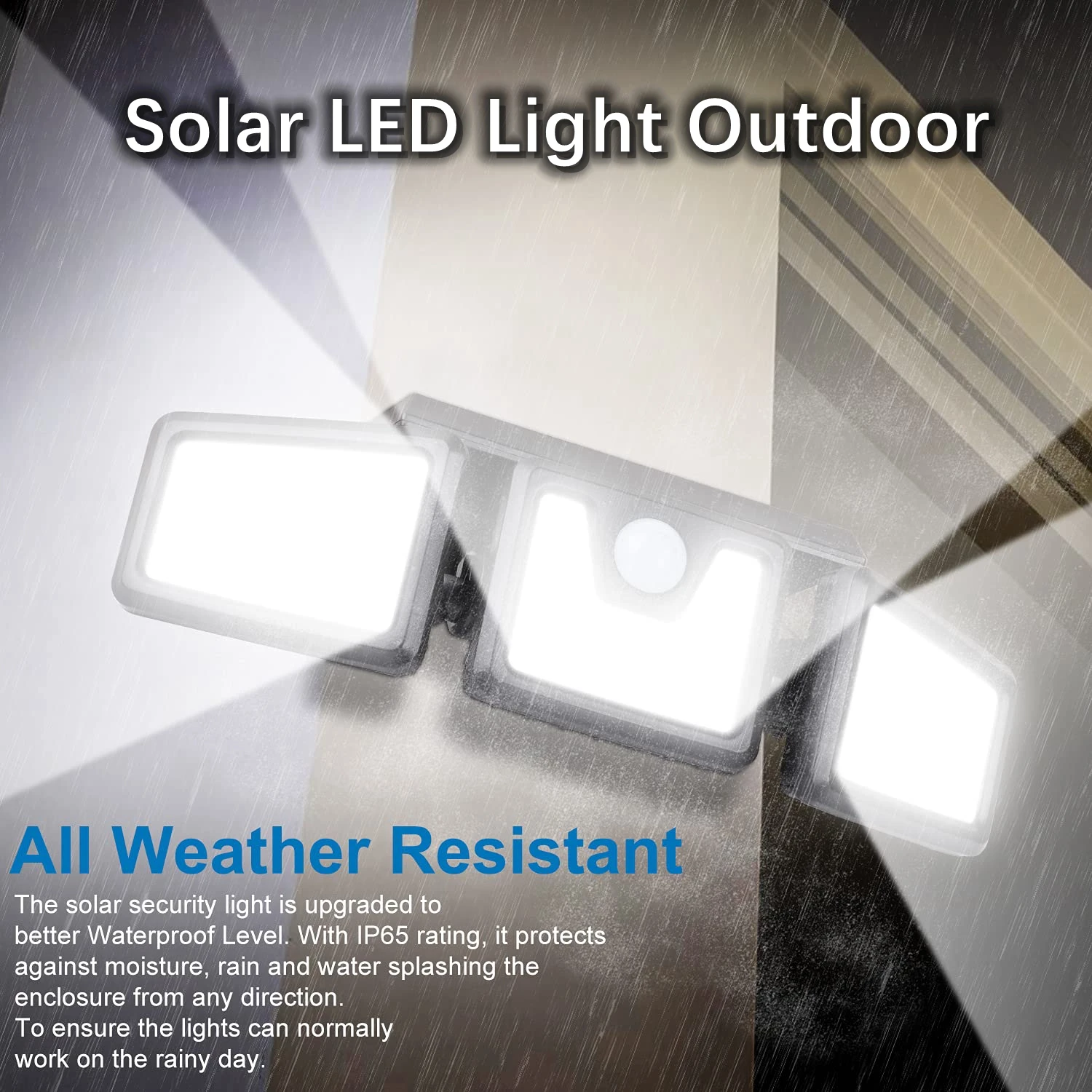 Solar Led Light Outdoor Lighting Wall Light 3 Head Motion Sensor 360° Rotatable IP65 Waterproof for Garden Patio Garage Pathway