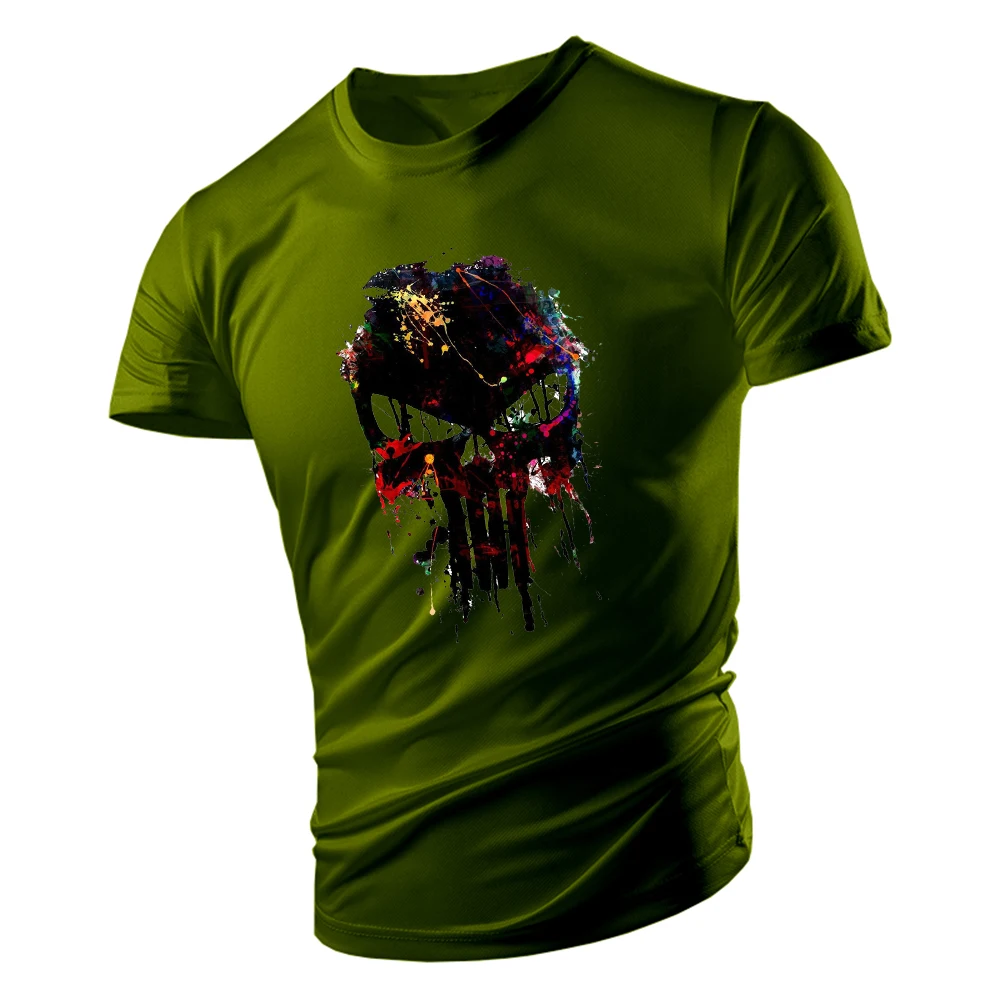 

Футболка мужская с круглым вырезом, тонкий Спортивный Повседневный свободный костюм для взрослых, модный Удобный триллер с черепом и 2D принтом, лето 2023