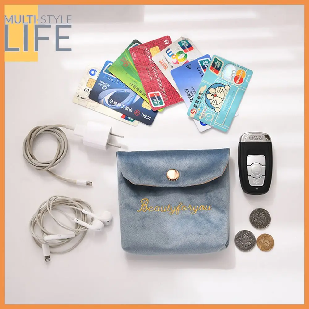 

Buckle Bag Towel Storage Bag Soft Flannel Coin Purse Cute Cosmetic Bag Lipstick Headphone Case Sanitary Credit Card Holder Bags