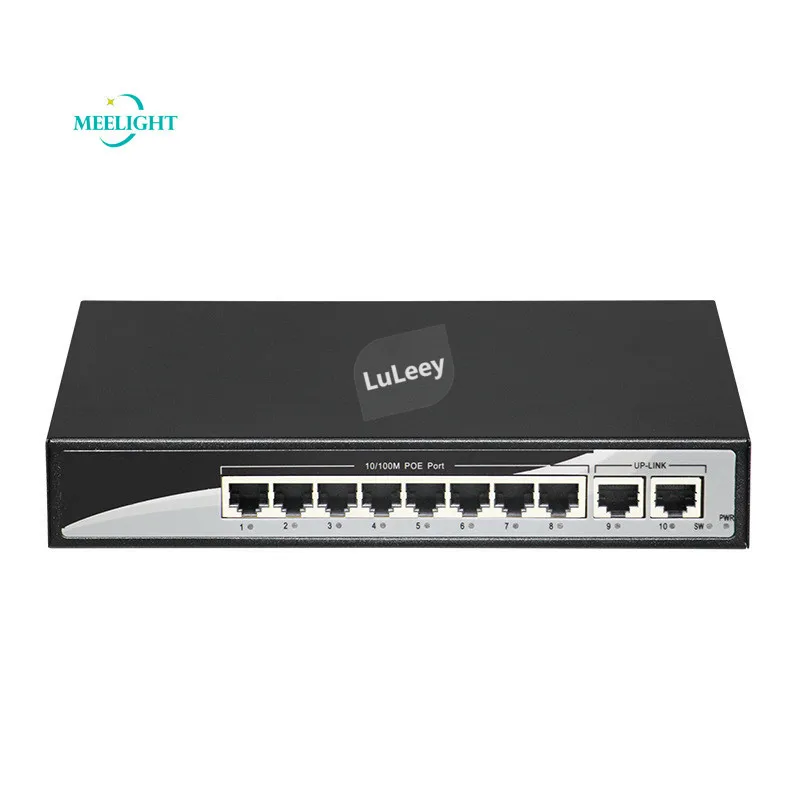Стандартный 10-портовый POE коммутатора Ethernet 10/100M 8 + 2-портовый концентратор