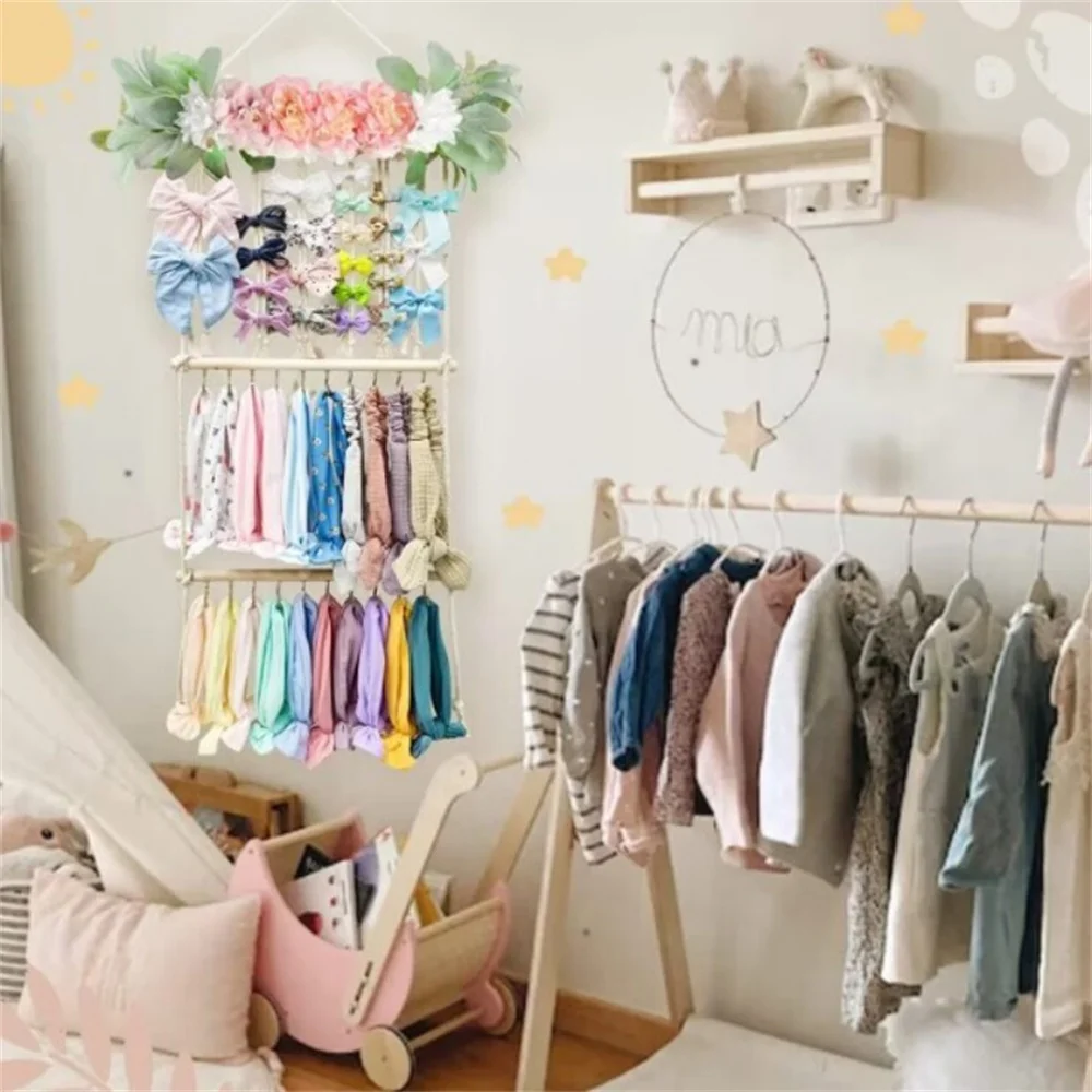 Bow Holder for Girls Hair Bows Hair Clips Hanging Organizer Baby Headband Storage Hair Accessory Display for Wall Room