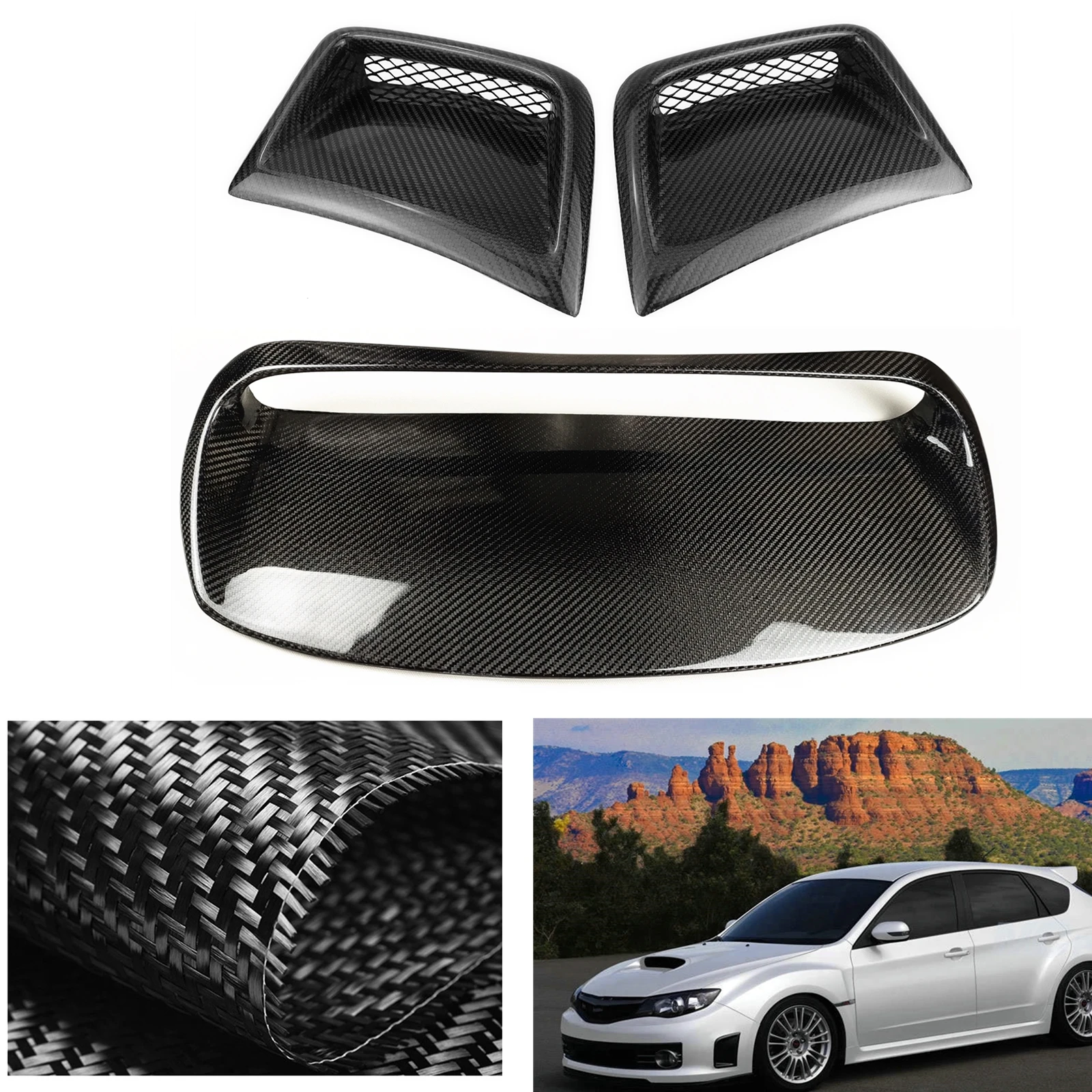 

Carbon Fiber Side Air Duct Bonnet Vent Trim Engine Hood Scoop Cover Outlet Intake Bumper For Subaru Impreza WRX STI 2008-2014