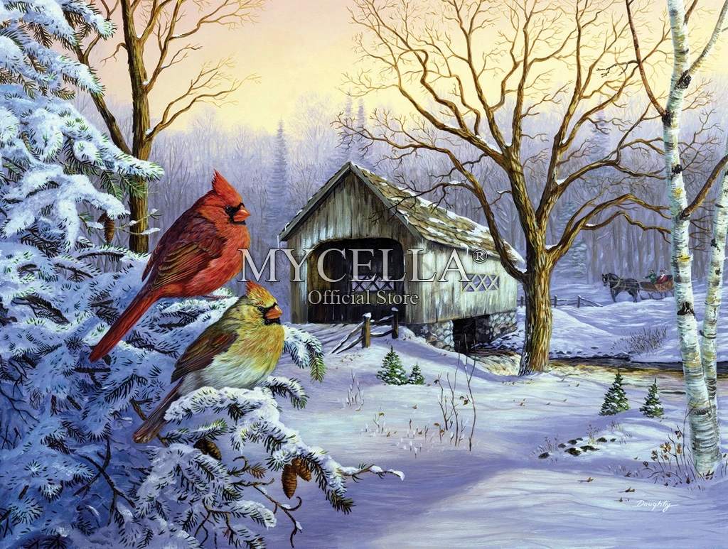 

Snowy Haven Birds Winter Full 5d Diy Diamond Painting Jewelry Cross Stitch Kits Mosaic Embroidery Home Decoration Art Christmas