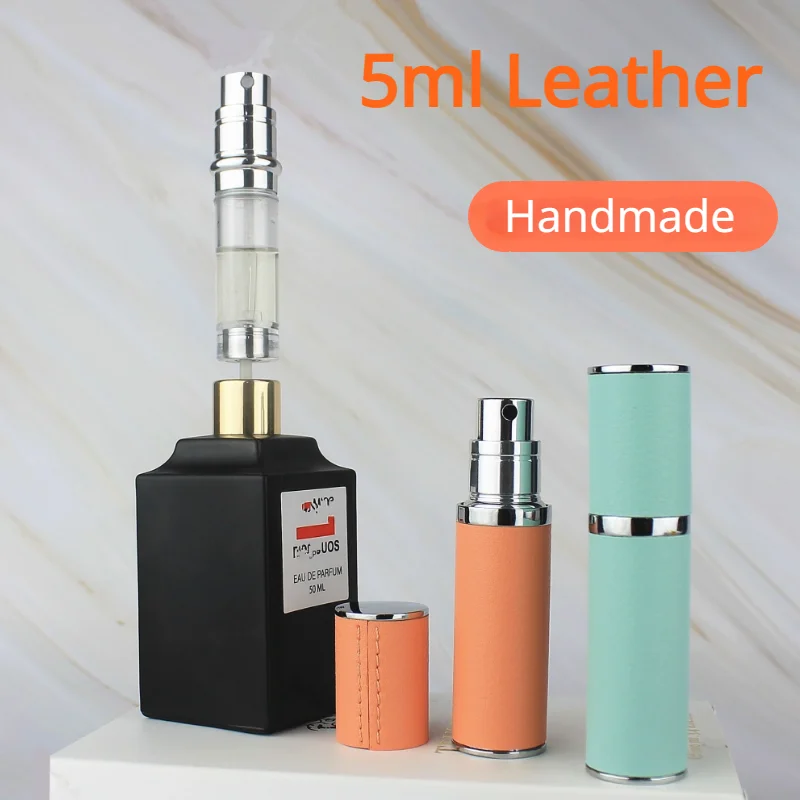

5 мл многоразовые маленькие флаконы из кожи, высококачественный контейнер для парфюма, флакон с распылителем, пустой инструмент, флаконы для путешествий с жидкостью для парфюма, стекло