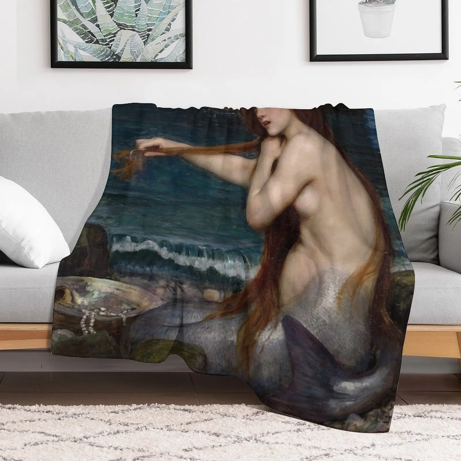 Русалка - Джон Уильям Вотерхаус роскошные пледы для волос