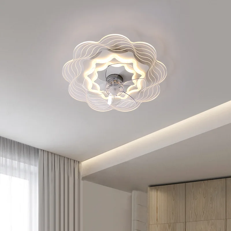 

Bedroom Led Ceiling Fan Lamp Remote Control Living Room Dining Room New Children's Smart Invisible with Light Luxury Fan Lamp