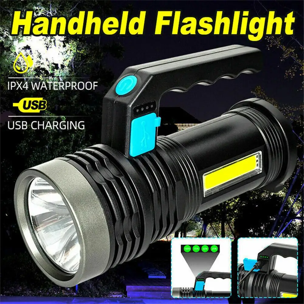 

Mini Flashlight Torch 4 Modes Super Bright High Power USB Rechargeable Searchlight With Power Indicator Light Outdoor Camping