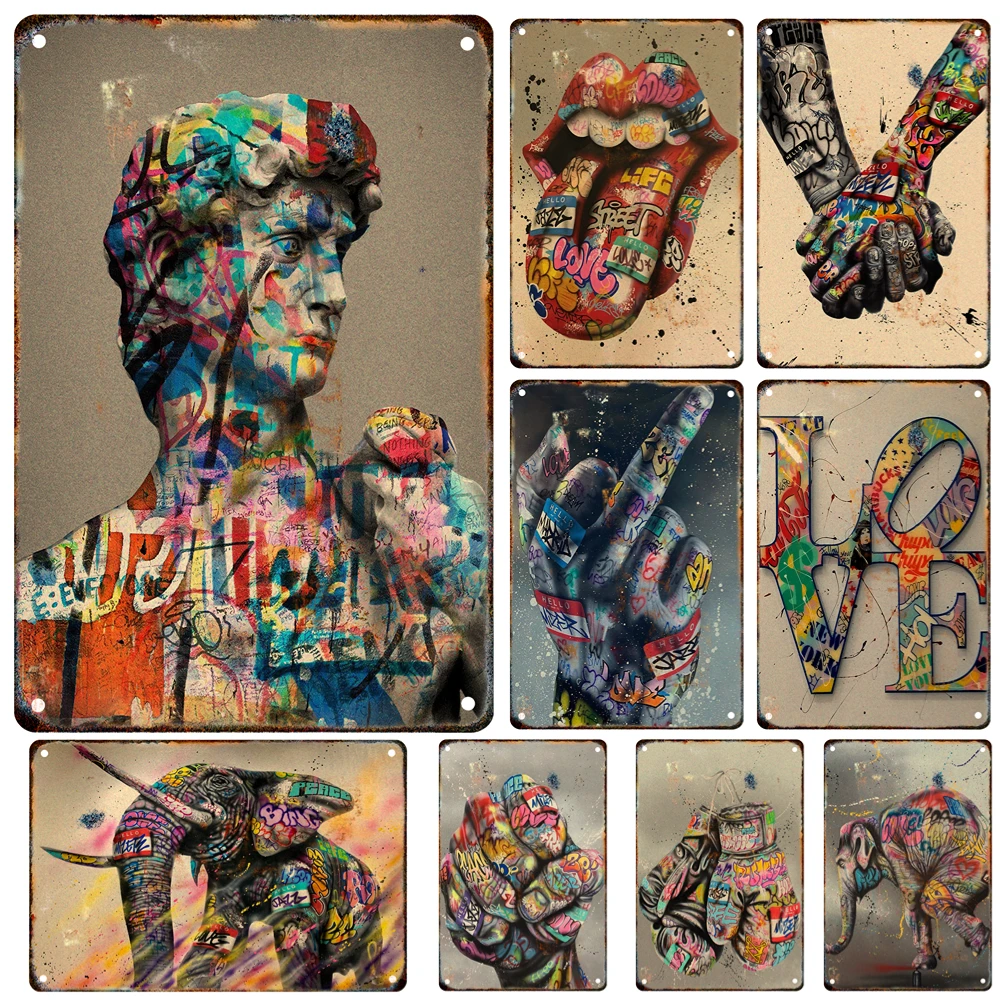 

Creativity Graffiti Street Art Abstract Tin Painting Poster Living Room Home Garage Art Wall Decor Home Decor Metal Painting