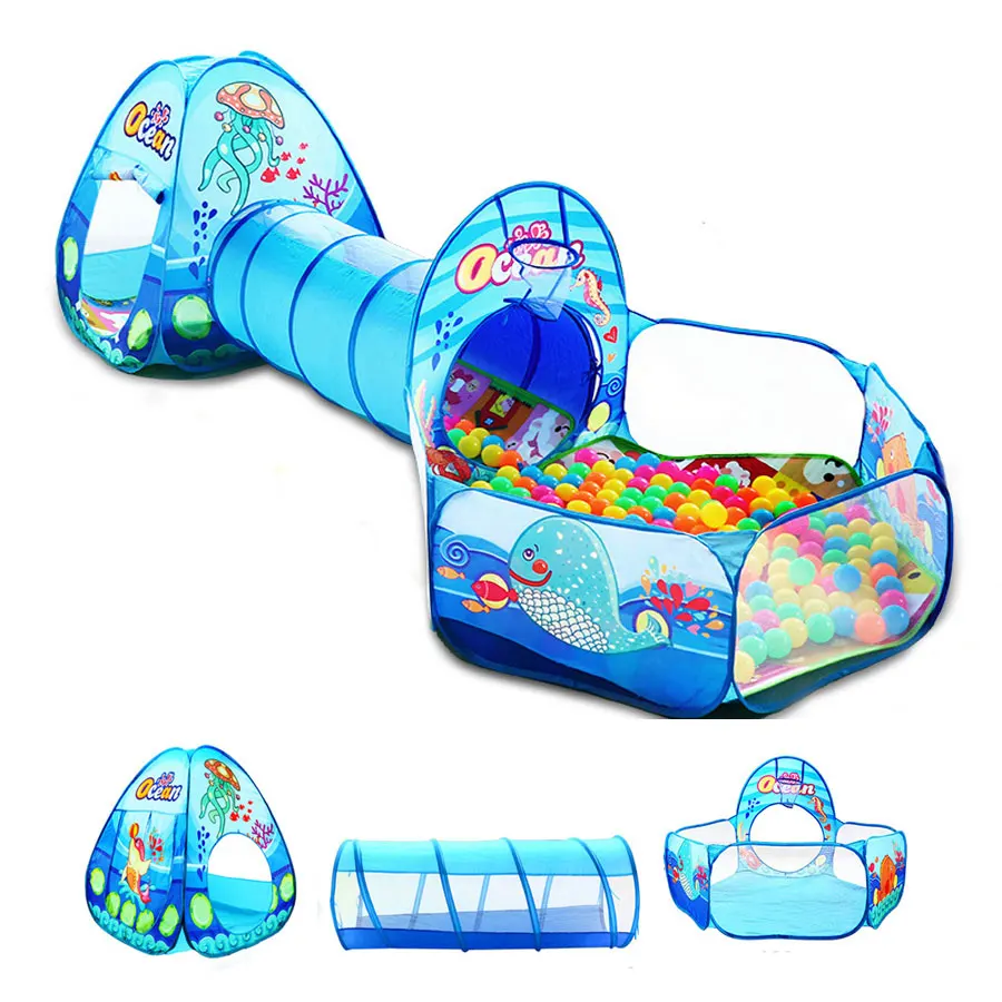 

3 In 1 Portable Children's Tent Outdoor Games Garden Child Teepee Ball Pit Pool Tent Crawling Tunnel Children's Tipi Toys Tents