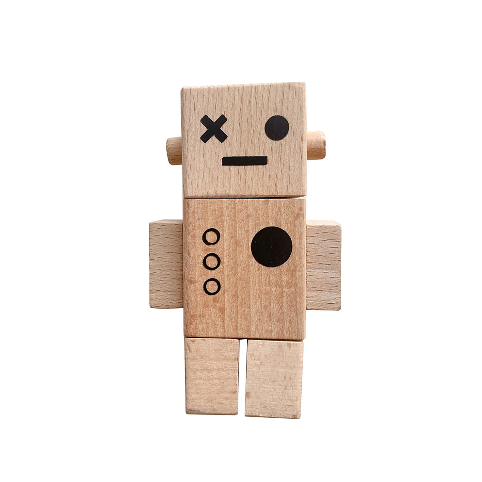 

Nordic Ornaments Toy Robot Decorative Wood Wooden Solid Twistable Decoration & Hangs