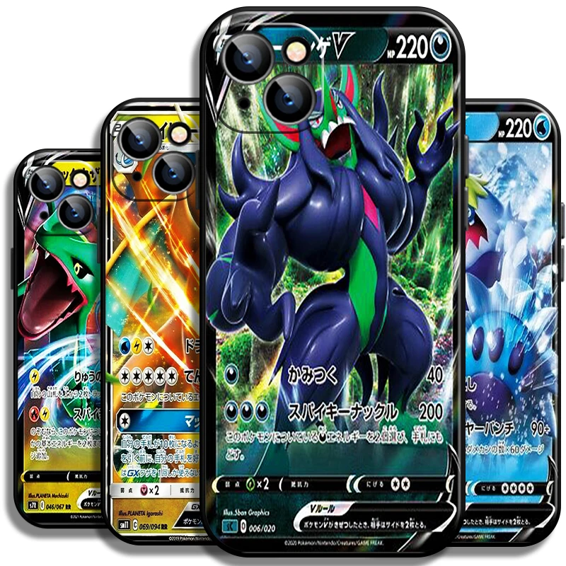 

Anime Pokemon Cards For Apple iPhone 13 12 11 Pro Mini X XR XS Max SE 5 6 6S 7 8 Plus Phone Case Silicone Cover Back Black