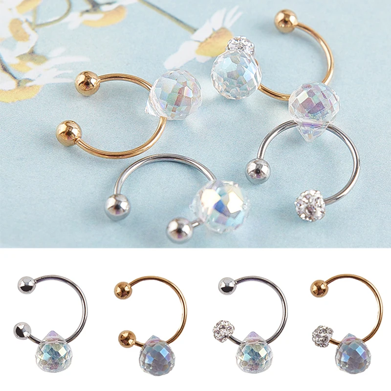

1Pcs Fashion Medical Steel Crystal Nose Stud Hoop Circular Nose Rings Piercing Set Crystal Stud Nose Ring Jewelry Gifts For Girl
