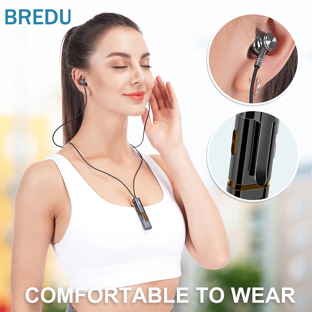 

Спортивные Беспроводные Bluetooth-наушники BREDU, дисплей уровня заряда батареи и сменные шумоподавляющие беруши
