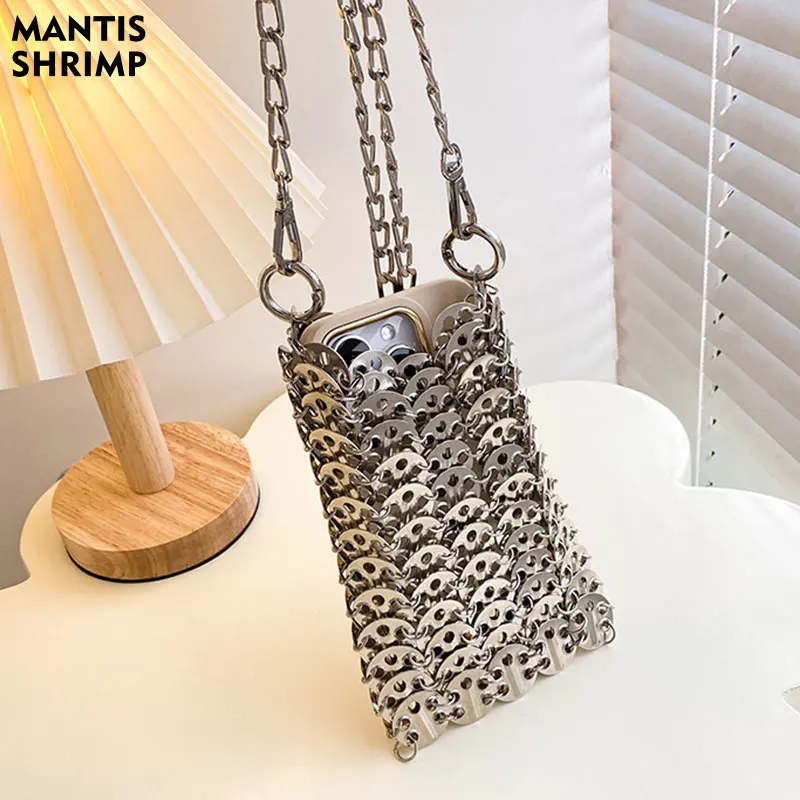 

Women Bag 2023 New Fashion Metallic Mobile Phone Bag Women's Shoulder Bag Designer High Quality Messenger Bag for Woman Handbag