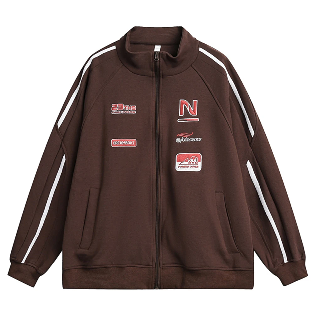 

Повседневные мужские куртки с вышивкой и воротником-стойкой; Осенние уличные куртки для мужчин; Кофейные куртки