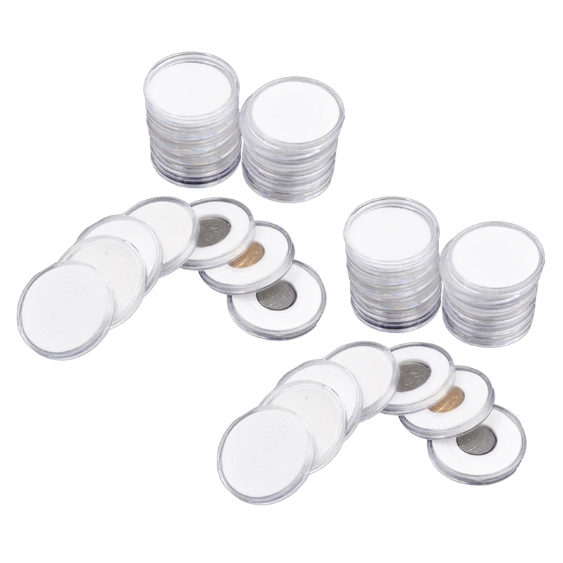 

HOT-120 Pcs 46Mm Coin Cases Capsules Holder Applied Clear Plastic Round Storage Box