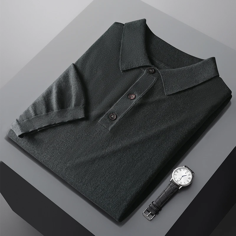Мужская рубашка-поло с коротким рукавом рубашка из искусственной шерсти