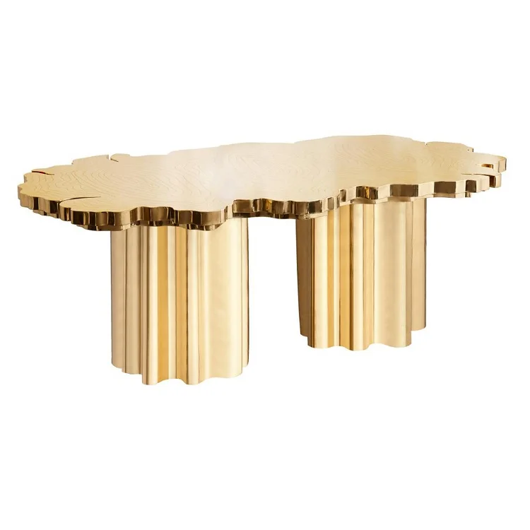 

Modern Luxury Furniture Living Room Dining Table Pure Stainless Steel Plated Titanium Dining Table