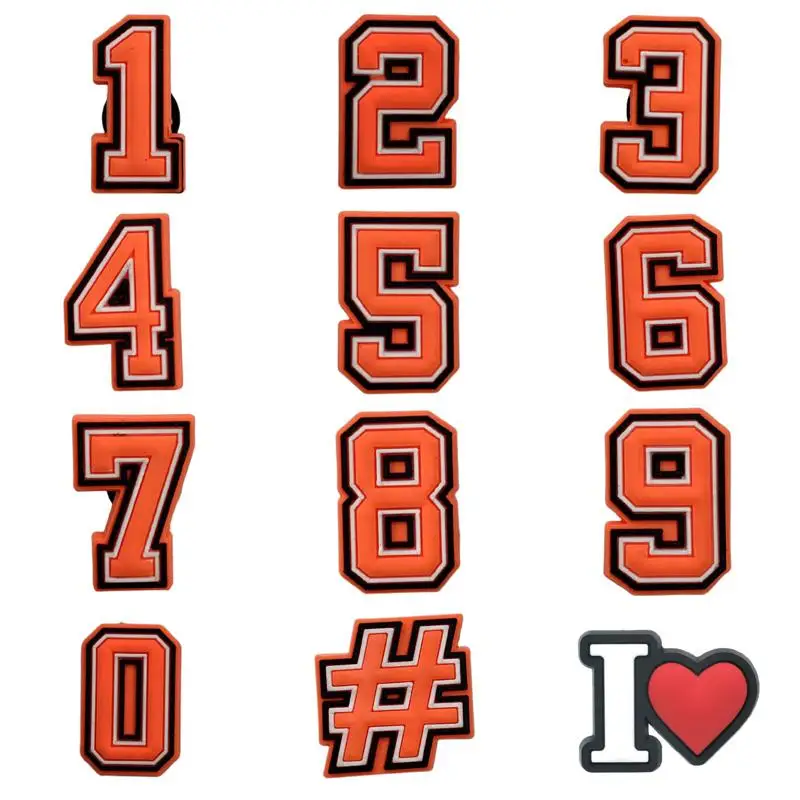 

Orange Designer Summer Jeans Shoe Charms Shoes Accessories Kids Women Decorations Pins for Crocs Charms for Croc Charm Number