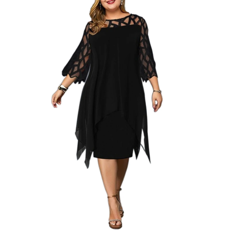 

Curve Plus Size Peplum Dresses Summer Lace Mesh Sexy Party Dress Womens Clothing Clubwear 5Xl Vestido Midi Elegante Formal Dress
