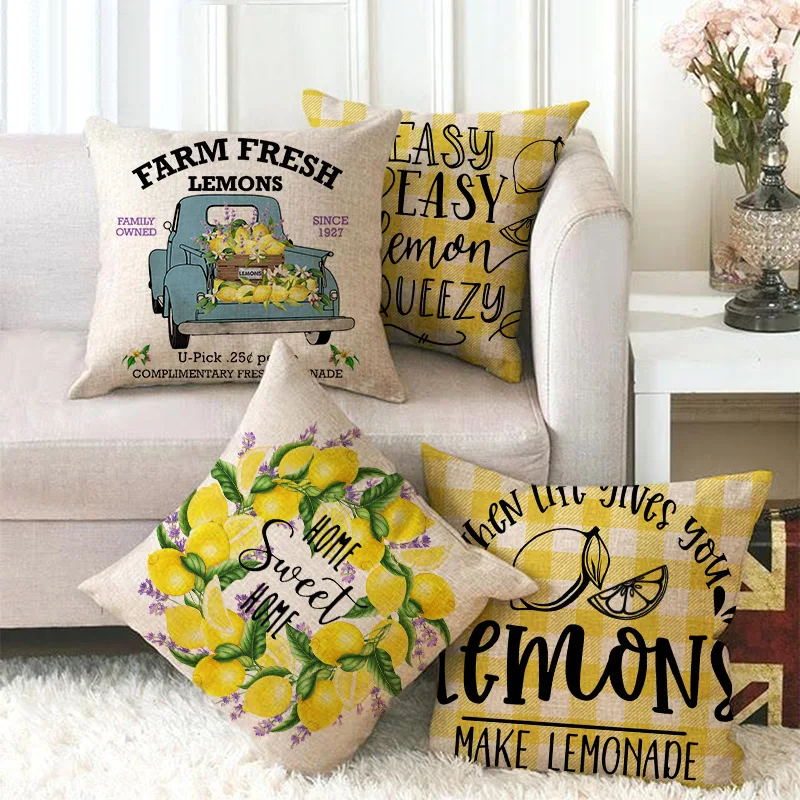 

Decorative Pillowcases Summer Lemon Pillow Covers Decorative Tropical Fruit Pillows Case for Living Room Garden Chair Bed Sofa