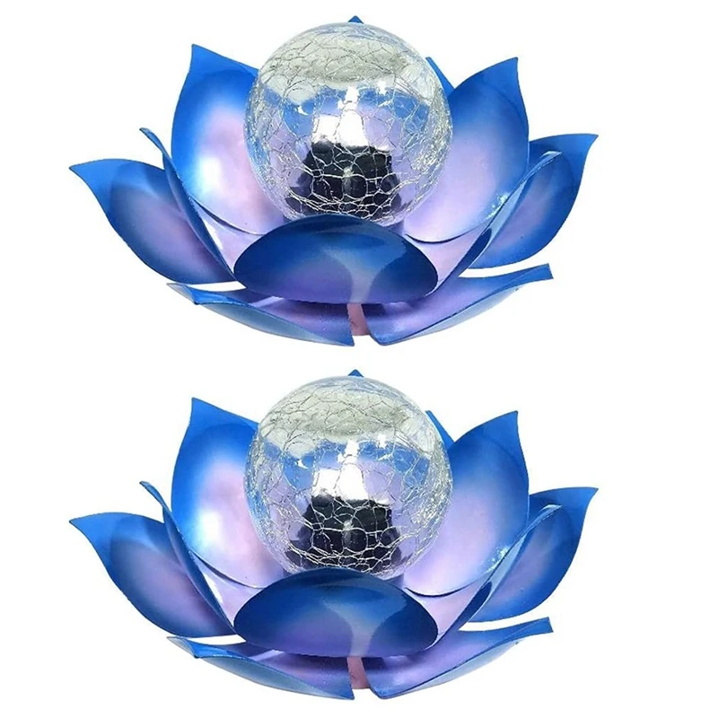 

Hot-2Pcs Solar Flower Lights, 2PCS Lotus Solar Light, Waterproof Garden Yard Lotus Lamps Ornament For Garden