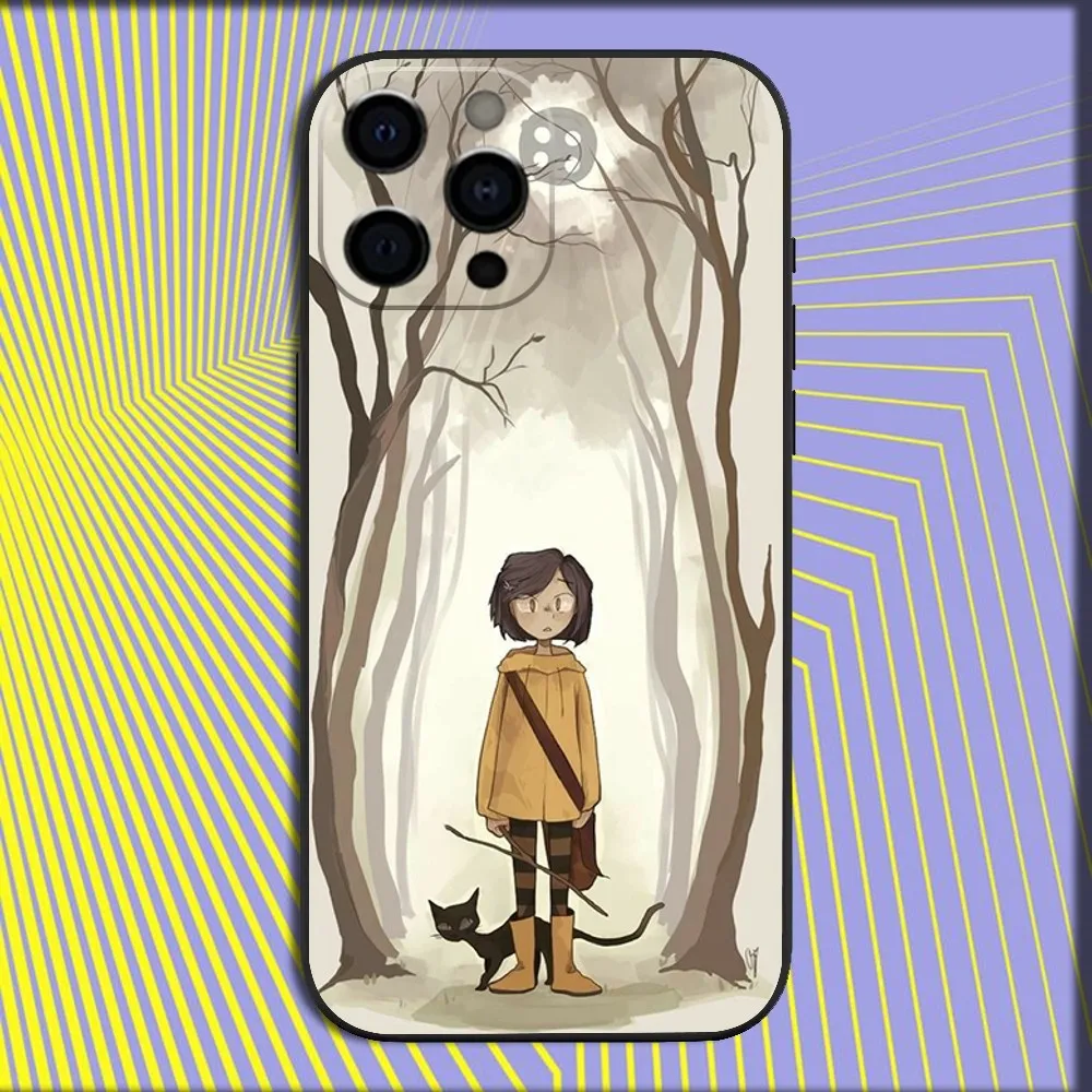 Чехол для телефона с рисунком ужасов C-Cora_lineS iPhone 16 15 14 13 12 11 Pro X XS Max XR Plus Mini Soft Black Cover