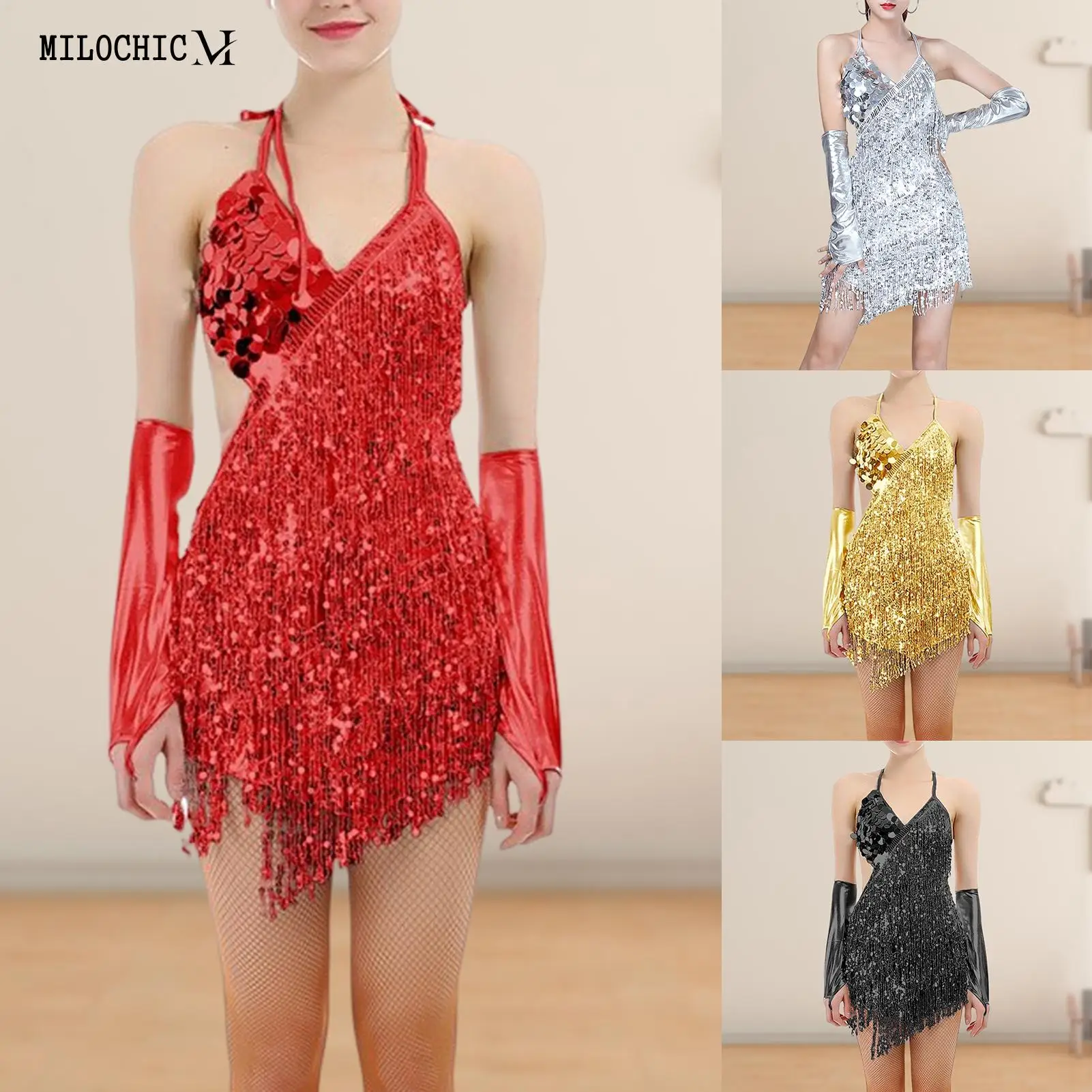 

Женское облегающее мини-платье Элегантный стиль, платье самбы с кисточками и рукавами, сплошной цвет, асимметричная пляжная одежда с открытой спиной